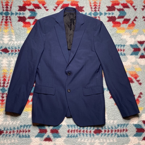Theory Rodolf navy seersucker blazer - Picture 2 of 6